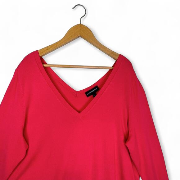 Lane Bryant Women's Long Sleeve V-Neck Sweater Size 18/20 Hot Pink Plus Size - Picture 3 of 8